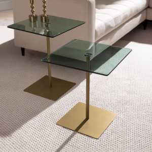 Tempered Glass and Metal Legs Double Coffee Table Set