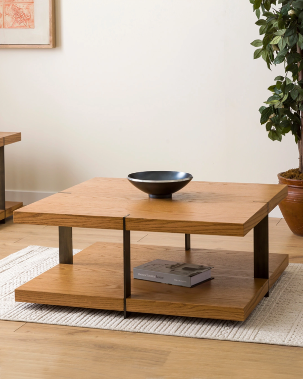 Square and Rectangular Wooden Coffee Table - Image 2