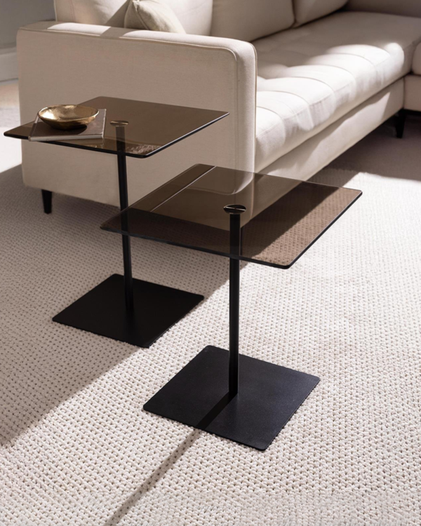 Tempered Glass and Metal Legs Double Coffee Table Set - Image 10