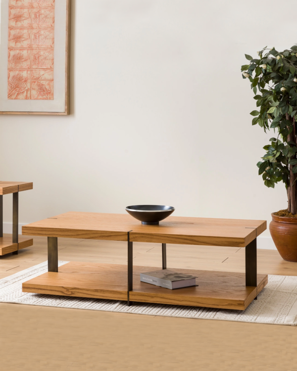 Square and Rectangular Wooden Coffee Table - Image 8