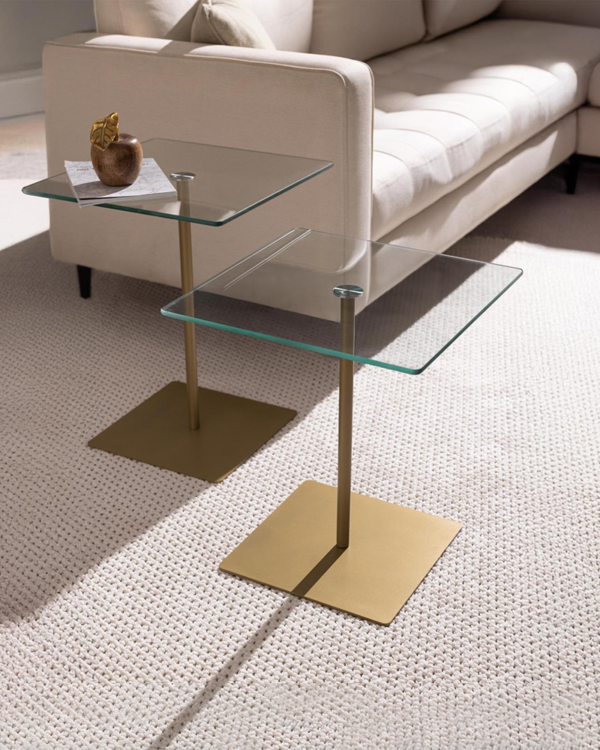 Tempered Glass and Metal Legs Double Coffee Table Set - Image 4