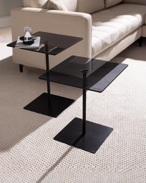 Tempered Glass and Metal Legs Double Coffee Table Set - Image 6