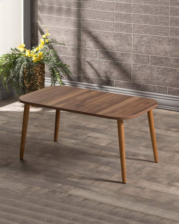 Scandinavian Style Rectangular Wooden Coffee Table (Walnut Color) - Image 3