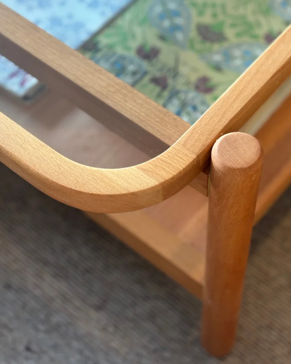 Tempered Glass and Wooden Rectangular Coffee Table - Image 6