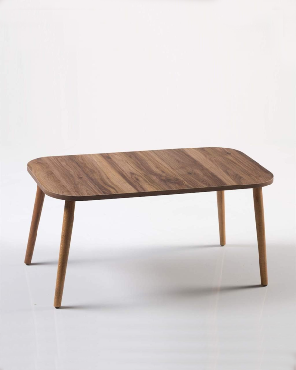 Scandinavian Style Rectangular Wooden Coffee Table (Walnut Color)